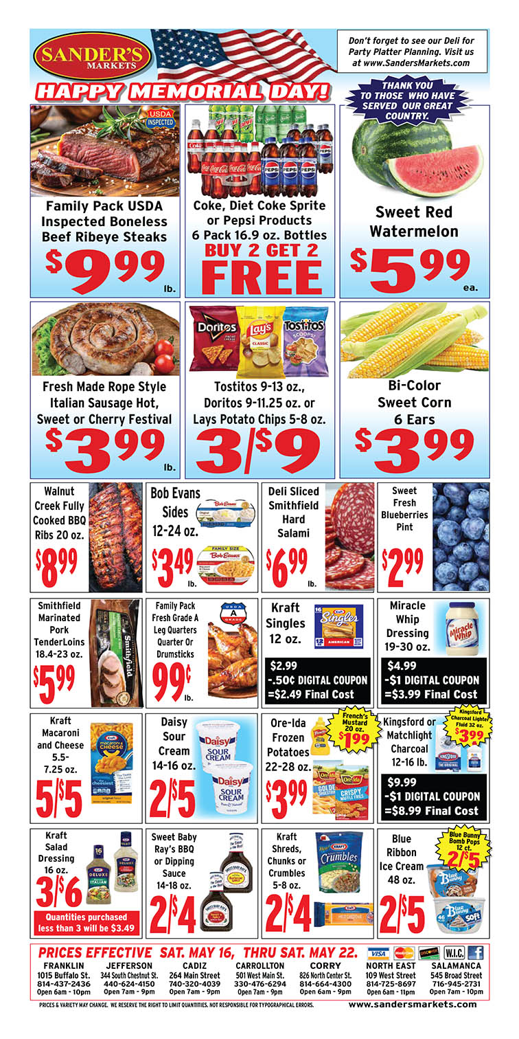 Sander's Markets ad circular preview